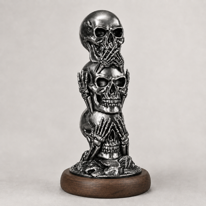 Anthracite Skull Totem Üç Kurukafa Görmedim, Duymadım, Bilmiyorum Dekoratif Biblo 20x12cm