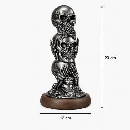 Anthracite Skull Totem Üç Kurukafa Görmedim, Duymadım, Bilmiyorum Dekoratif Biblo 20x12cm
