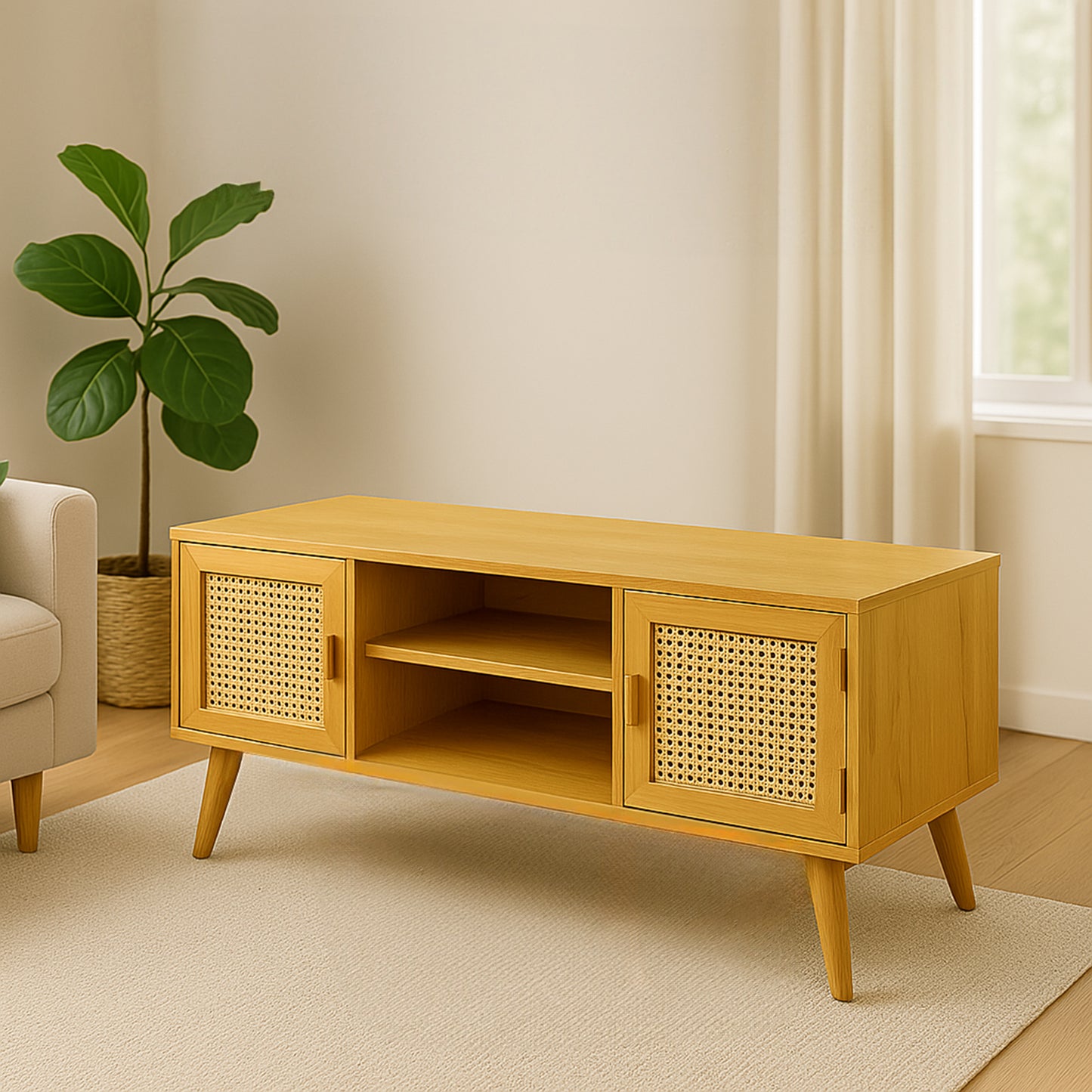 HazeLine TV Ünitesi | Doğal Dokuların Zamansız Uyumu