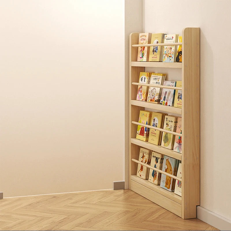 Montessori Doğal Ahşap Çocuk Odası Kitaplığı