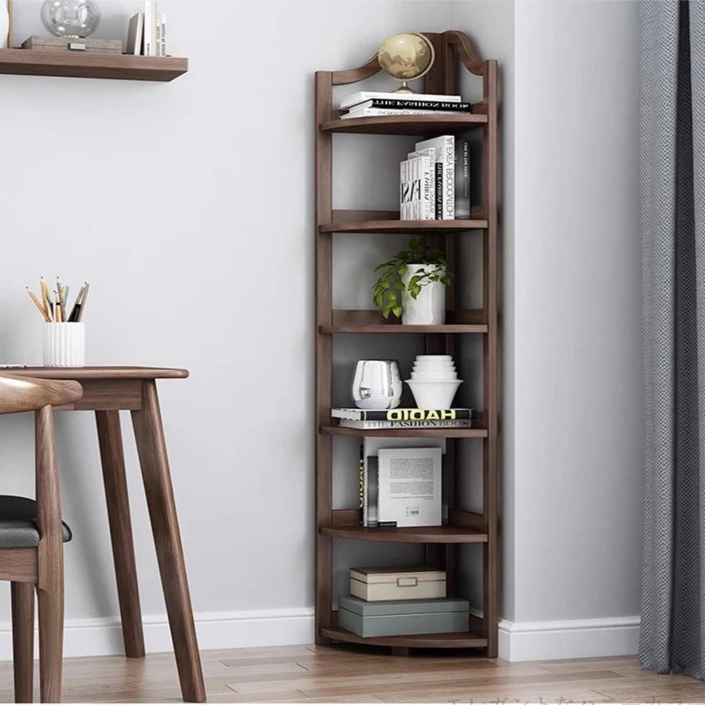 Modern Tasarımlı Köşe Kitaplık 6 Katlı