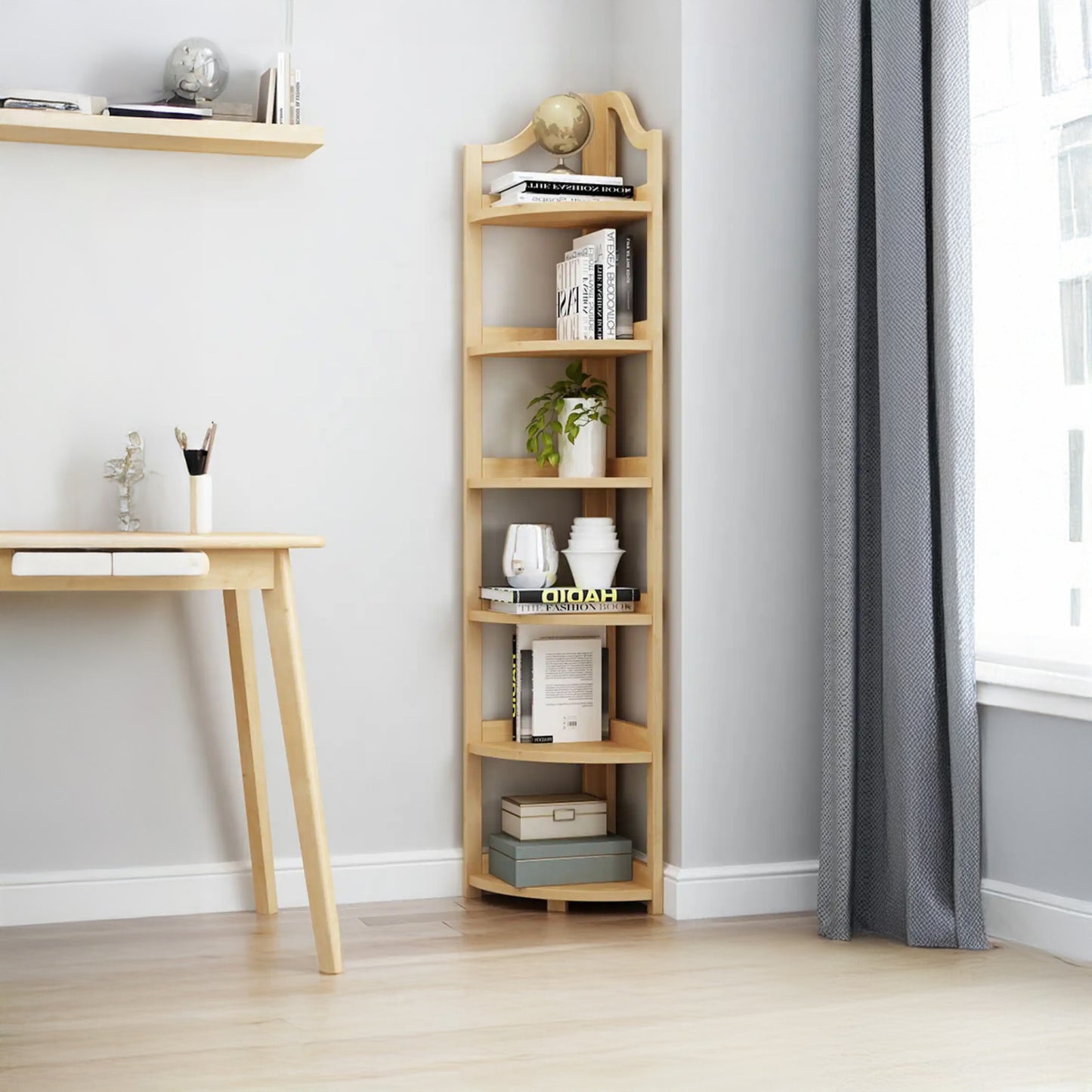 Modern Tasarımlı Köşe Kitaplık 6 Katlı