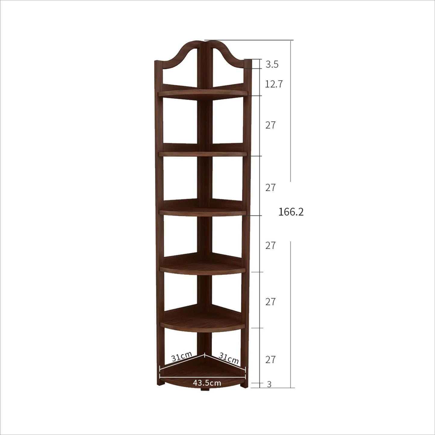 Modern Tasarımlı Köşe Kitaplık 6 Katlı