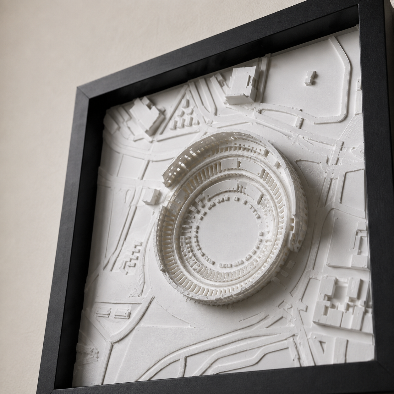 Siyah çerçeveli Colosseum dioraması