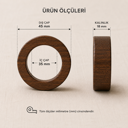45 mm dış çaplı ahşap peçete halkası