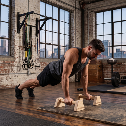 Kaydırmaz tabanlı ahşap push-up bar
