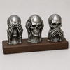 Silver Silence Skull Trio Kurukafa Görmedim, Duymadım, Bilmiyorum Masa Üstü Dekoratif Biblo