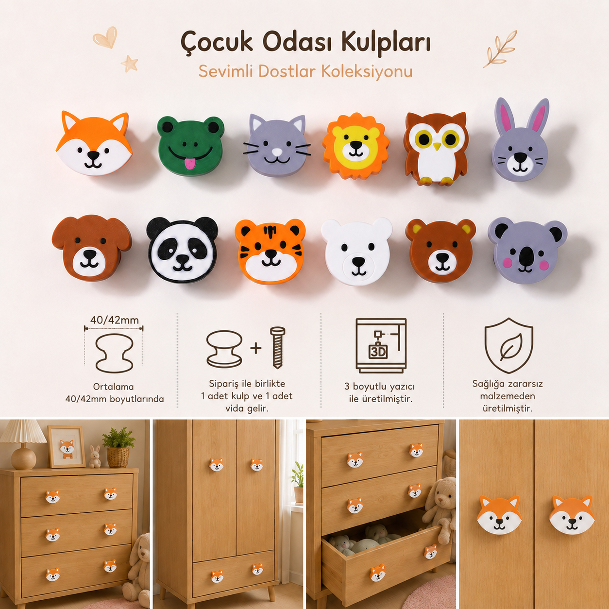 Colorful Friends Knob Collection Çocuk ve Bebek Odası Kulp Koleksiyonu