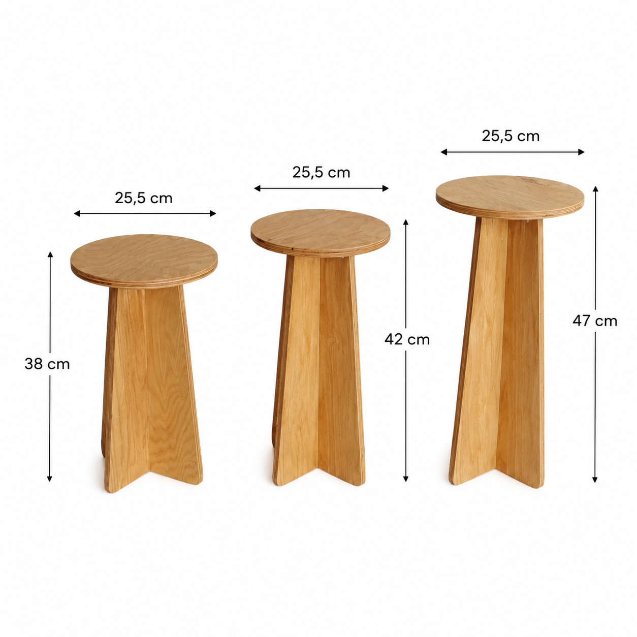 38 42 ve 47 cm Trio Nest sehpa ölçüleri
